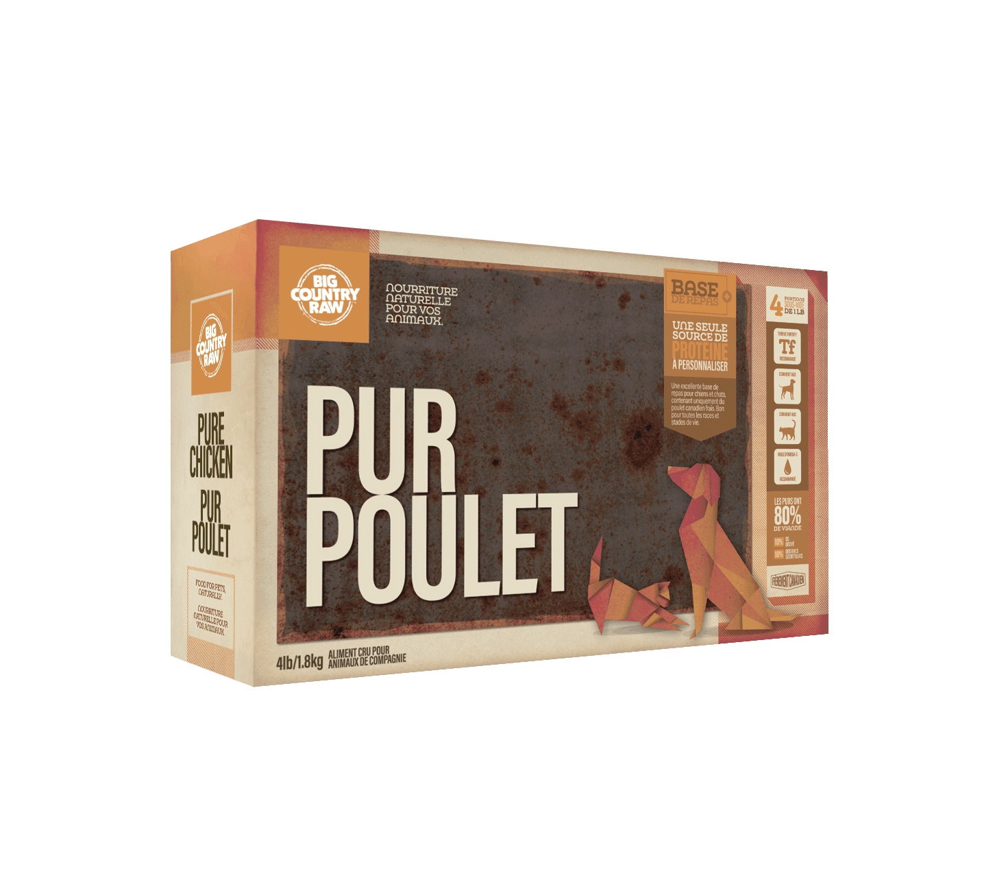 Big Country Raw, Pur Poulet, 4 X 1lb