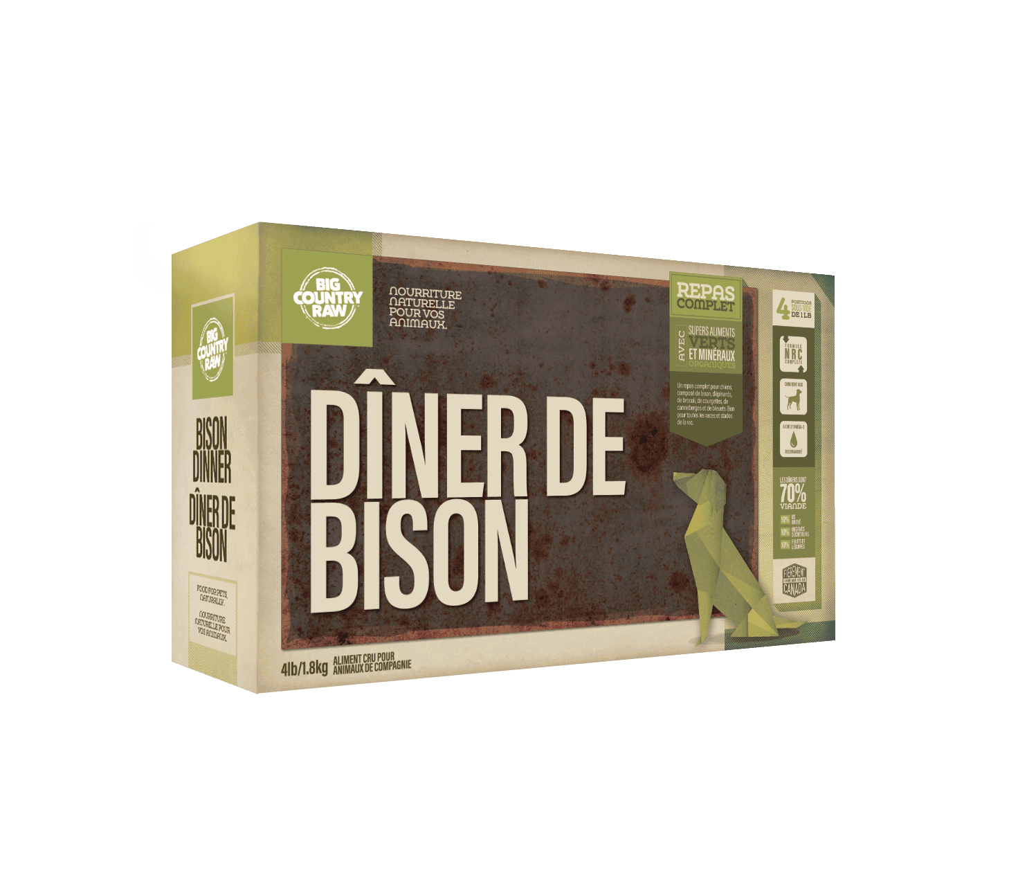 Big Country Raw, Dîner de Bison, 4 X 1lb