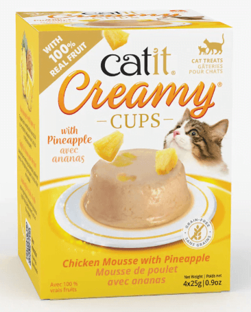 Catit Creamy Cups, Mousse poulet et ananas, 4 x25g