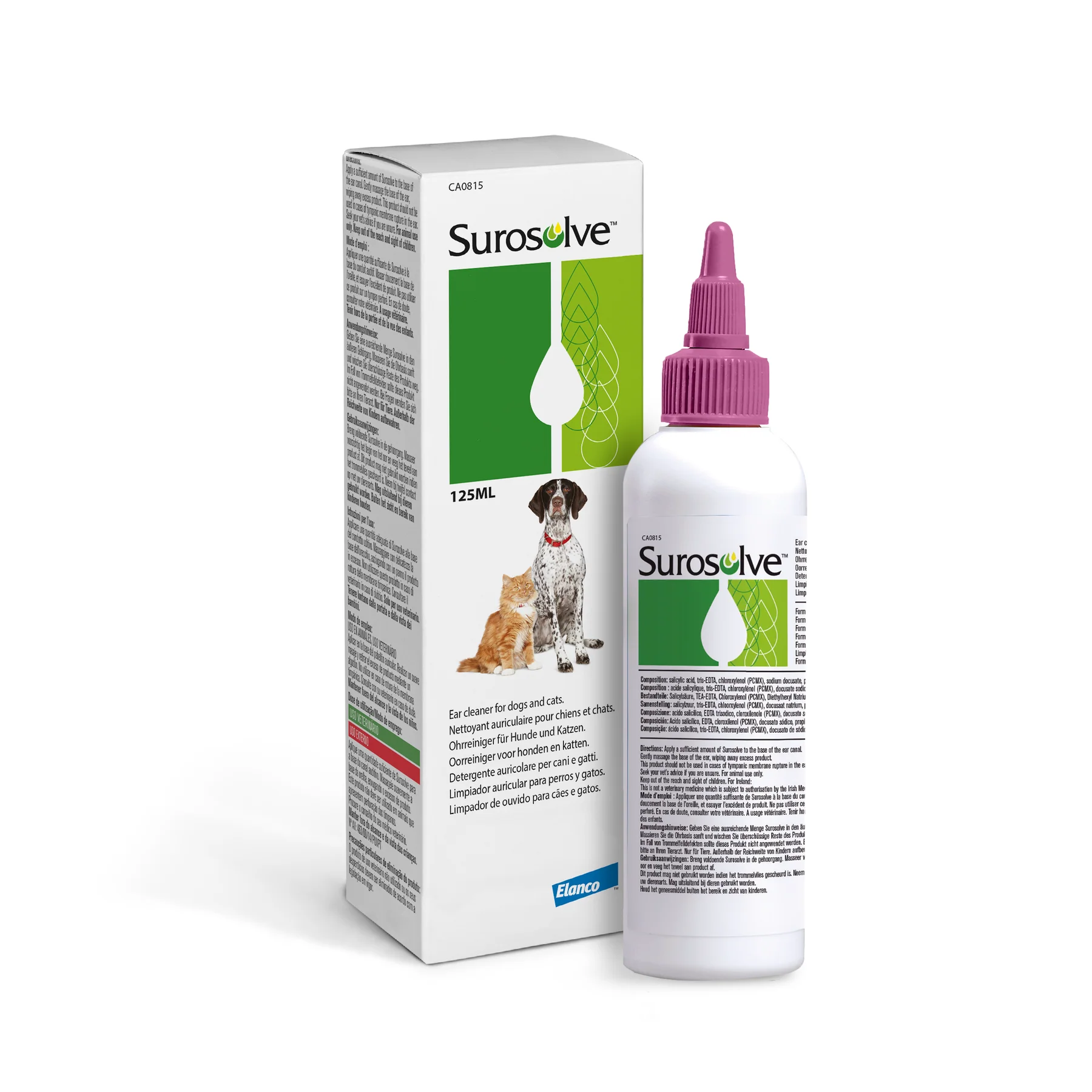 Elanco, Surosolve, Nettoyant pour Oreilles chiens et chats,125ml